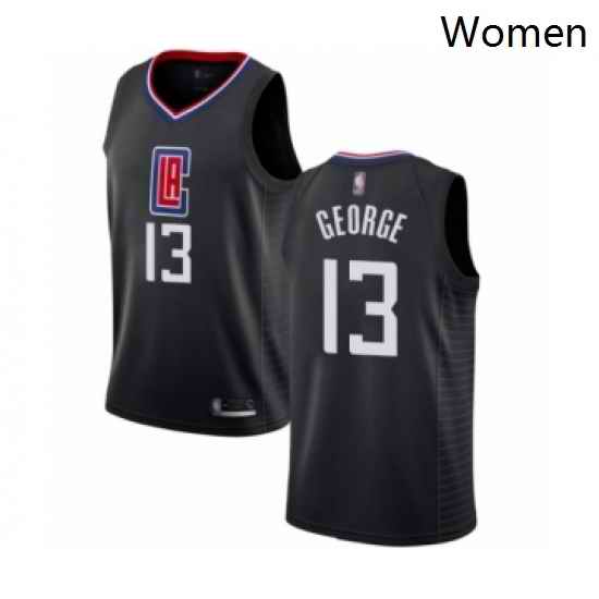 Womens Los Angeles Clippers 13 Paul George Authentic Black Basketball Jersey Statement Edition